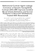 Cover page: Bidirectional Contrast agent leakage correction of dynamic susceptibility contrast (DSC)‐MRI improves cerebral blood volume estimation and survival prediction in recurrent glioblastoma treated with bevacizumab