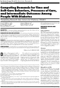 Cover page: Competing Demands for Time and Self-Care Behaviors, Processes of Care, and Intermediate Outcomes Among People With Diabetes Translating Research Into Action for Diabetes (TRIAD)