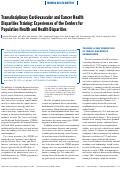 Cover page: Transdisciplinary cardiovascular and cancer health disparities training: experiences of the centers for population health and health disparities.