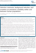 Cover page: Selective constraint, background selection, and mutation accumulation variability within and between human populations