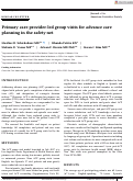 Cover page: Primary care provider‐led group visits for advance care planning in the safety net