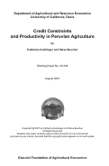 Cover page: Credit Constraints and Productivity in Peruvian Agriculture