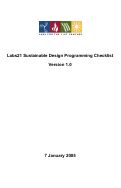 Cover page: Labs21 sustainable design programming checklist version 1.0