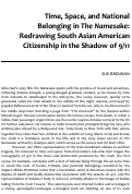 Cover page: Time, Space, and National Belonging in <em>The Namesake</em>: Redrawing South Asian American Citizenship in the Shadow of 9/11