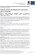 Cover page: Patterns of Early Life Weight Gain and Female Onset of Puberty