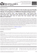 Cover page: Statins and Cognitive Decline in the Cardiovascular Health Study: A Comparison of Different Analytical Approaches