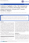 Cover page: Conference Highlights of the 15th International Conference on Human Retrovirology: HTLV and Related Retroviruses,4-8 June 2011, Leuven, Gembloux, Belgium