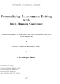 Cover page: Personalizing Autonomous Driving with Rich Human Guidance