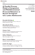 Cover page: A Parallel Process Model of Integration and Multidimensional Prosocial Behaviors in Recent Immigrant U.S. Latinx Adolescents