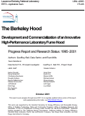 Cover page: The Berkeley Hood: Development and commercialization of an innovative 
high-performance laboratory fume hood. Progress report and research status: 
1995-2001