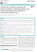 Cover page: Limited role of culture conversion for decision-making in individual patient care and for advancing novel regimens to confirmatory clinical trials