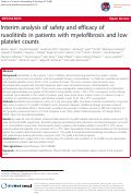 Cover page: Interim analysis of safety and efficacy of ruxolitinib in patients with myelofibrosis and low platelet counts