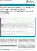 Cover page: Idiopathic juvenile osteoporosis: a cross-sectional single-centre experience with bone histomorphometry and quantitative computed tomography