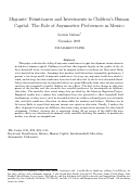 Cover page of Migrants’ Remittances and Investments in Children’s Human Capital: The Role of Asymmetric Preferences in Mexico