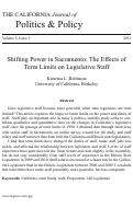 Cover page: Shifting Power in Sacramento: The Effects of Term Limits on Legislative Staff