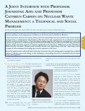 Cover page: A Joint Interview with Professor Joonhong Ahn and Professor Cathryn Carson on Nuclear Waste Management: a Technical and Social Problem