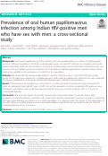 Cover page: Prevalence of oral human papillomavirus infection among Indian HIV-positive men who have sex with men: a cross-sectional study