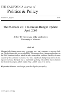 Cover page: The Montana 2011 Biennium Budget Update: April 2009