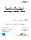 Cover page: Evaluation of Open-Graded Friction Course (OGFC) Mix Design: Summary Version
