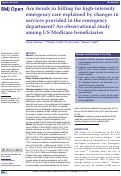 Cover page: Are trends in billing for high-intensity emergency care explained by changes in services provided in the emergency department? An observational study among US Medicare beneficiaries