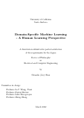 Cover page: Domain-Specific Machine Learning - A Human Learning Perspective