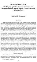 Cover page: Heaven or Earth: The Hagia Sophia Re-Conversion, Turkish and International Law, and the Special Case of Universal Religious Sites