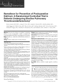 Cover page: Ramelteon for Prevention of Postoperative Delirium: A Randomized Controlled Trial in Patients Undergoing Elective Pulmonary Thromboendarterectomy.