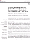 Cover page: Regional White Matter Integrity Predicts Treatment Response to Escitalopram and Memantine in Geriatric Depression: A Pilot Study.