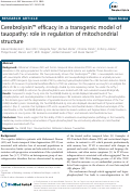 Cover page: Cerebrolysin™ efficacy in a transgenic model of tauopathy: role in regulation of mitochondrial structure