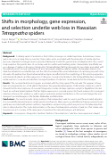 Cover page: Shifts in morphology, gene expression, and selection underlie web loss in Hawaiian Tetragnatha spiders