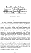 Cover page: Turn Down the Volume: Improved Federal Regulation of Shipping Noise Is Necessary to Protect Marine Mammals