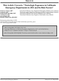 Cover page: This Article Corrects: “Toxicologic Exposures in California Emergency Departments in 2011 and Its Risk Factors”