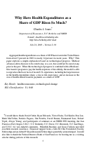 Cover page: Why Have Health Expenditures as a Share of GDP Risen So Much?