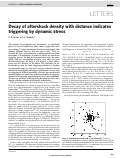 Cover page: Decay of aftershock density with distance indicates triggering by dynamic stress