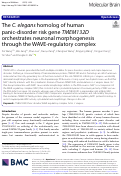 Cover page: The C. elegans homolog of human panic-disorder risk gene TMEM132D orchestrates neuronal morphogenesis through the WAVE-regulatory complex