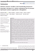 Cover page: Newborn physical condition and breastfeeding behaviours: Secondary outcomes of a cluster‐randomized trial of prenatal lipid‐based nutrient supplements in Bangladesh