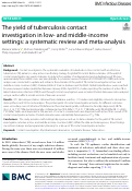 Cover page: The yield of tuberculosis contact investigation in low- and middle-income settings: a systematic review and meta-analysis
