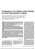 Cover page: Screening for von Hippel-Lindau Disease by DNA Polymorphism Analysis