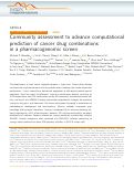 Cover page: Community assessment to advance computational prediction of cancer drug combinations in a pharmacogenomic screen