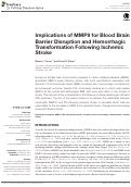 Cover page: Implications of MMP9 for Blood Brain Barrier Disruption and Hemorrhagic Transformation Following Ischemic Stroke
