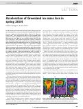 Cover page: Acceleration of Greenland ice mass loss in spring 2004