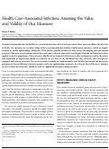 Cover page: Health Care-Associated Infection: Assessing the Value and Validity of Our Measures