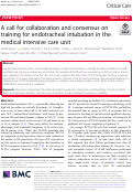 Cover page: A call for collaboration and consensus on training for endotracheal intubation in the medical intensive care unit