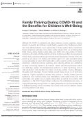 Cover page: Family Thriving During COVID-19 and the Benefits for Children’s Well-Being