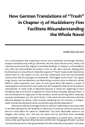 Cover page: How German Translations of “Trash” in Chapter 15 of Huckleberry Finn Facilitate  Misunderstanding the Whole Novel