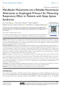 Cover page: Mandibular Movements are a Reliable Noninvasive Alternative to Esophageal Pressure for Measuring Respiratory Effort in Patients with Sleep Apnea Syndrome