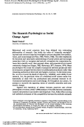 Cover page: The research psychologist as social change agent