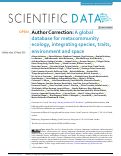 Cover page: Author Correction: A global database for metacommunity ecology, integrating species, traits, environment and space