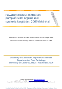 Cover page: Powdery mildew control on pumpkin with organic and synthetic fungicides: 2009 field trial
