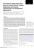 Cover page: The Imperial Valley Dark Fiber Project: Toward Seismic Studies Using DAS and Telecom Infrastructure for Geothermal Applications